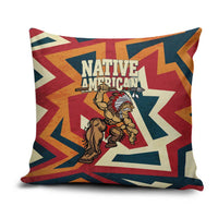 Native American Warrior Pillow Cover with Tribal Geometric Pattern Bold Sunset Mountain - Wonder Print Shop