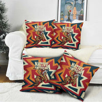 Native American Warrior Pillow Cover with Tribal Geometric Pattern Bold Sunset Mountain - Wonder Print Shop