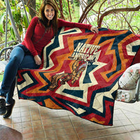 Native American Warrior Quilt with Tribal Geometric Pattern Bold Sunset Mountain - Wonder Print Shop