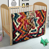 Native American Warrior Quilt with Tribal Geometric Pattern Bold Sunset Mountain - Wonder Print Shop