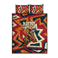Native American Warrior Quilt Bed Set with Tribal Geometric Pattern Bold Sunset Mountain - Wonder Print Shop