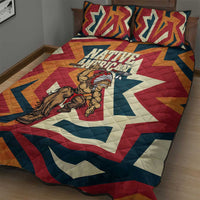 Native American Warrior Quilt Bed Set with Tribal Geometric Pattern Bold Sunset Mountain - Wonder Print Shop
