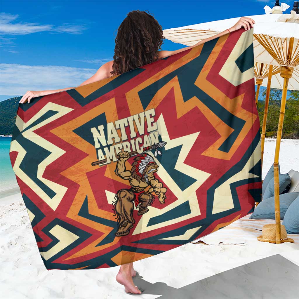 Native American Warrior Sarong with Tribal Geometric Pattern Bold Sunset Mountain - Wonder Print Shop