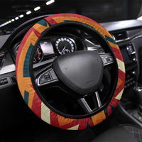 Native American Warrior Steering Wheel Cover with Tribal Geometric Pattern Bold Sunset Mountain - Wonder Print Shop