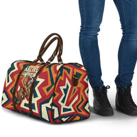Native American Warrior Travel Bag with Tribal Geometric Pattern Bold Sunset Mountain - Wonder Print Shop