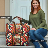 Native American Warrior Travel Bag with Tribal Geometric Pattern Bold Sunset Mountain - Wonder Print Shop