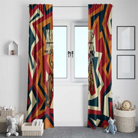 Native American Warrior Window Curtain with Tribal Geometric Pattern Bold Sunset Mountain - Wonder Print Shop