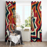 Native American Warrior Window Curtain with Tribal Geometric Pattern Bold Sunset Mountain - Wonder Print Shop