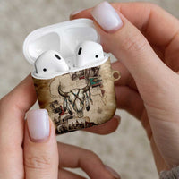 Buffalo Skull AirPods Case Feathers Tribal Map and Historical Indigenous Native American Heritage Bison - Wonder Print Shop