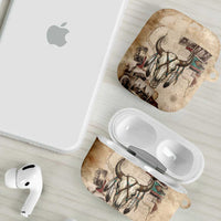 Buffalo Skull AirPods Case Feathers Tribal Map and Historical Indigenous Native American Heritage Bison - Wonder Print Shop