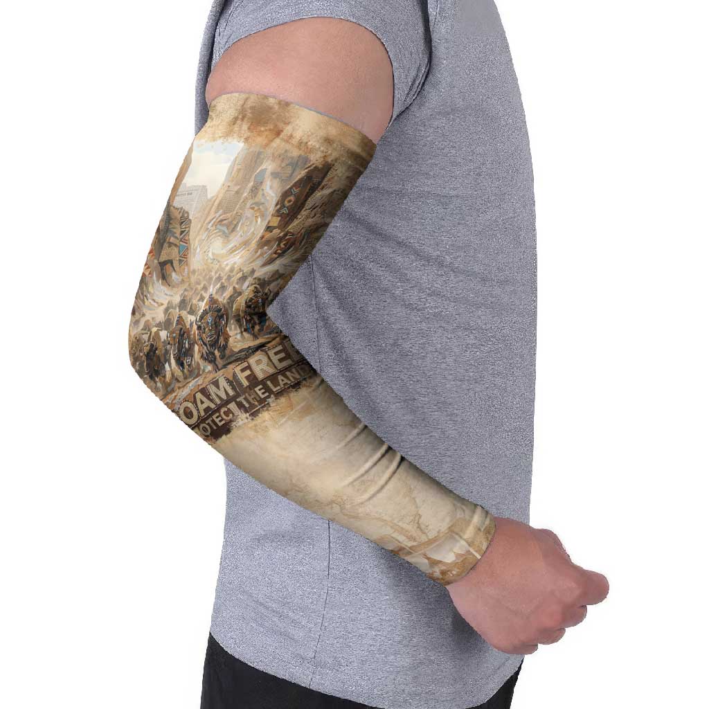 Buffalo Skull Arm Sleeves Feathers Tribal Map and Historical Indigenous Native American Heritage Bison - Wonder Print Shop
