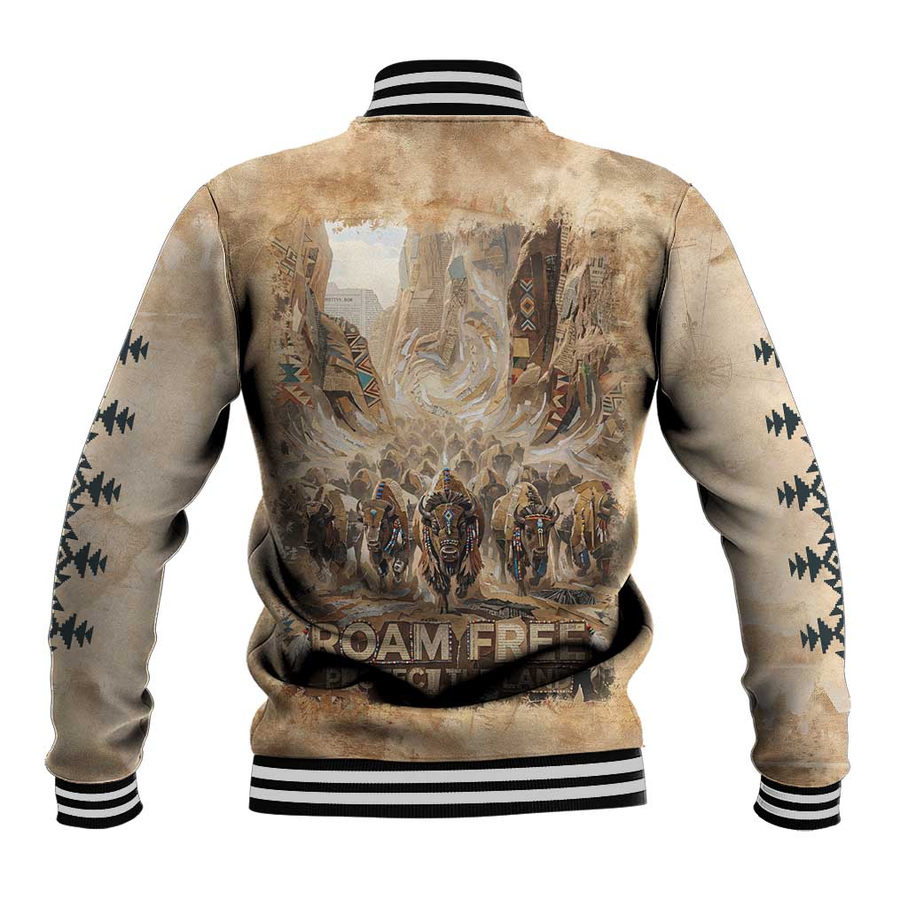 Buffalo Skull Baseball Jacket Feathers Tribal Map and Historical Indigenous Native American Heritage Bison - Wonder Print Shop