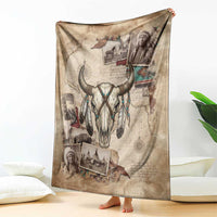 Buffalo Skull Blanket Feathers Tribal Map and Historical Indigenous Native American Heritage Bison - Wonder Print Shop