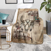 Buffalo Skull Blanket Feathers Tribal Map and Historical Indigenous Native American Heritage Bison - Wonder Print Shop