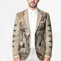 Buffalo Skull Blazer Feathers Tribal Map and Historical Indigenous Native American Heritage Bison - Wonder Print Shop