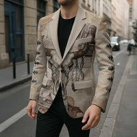 Buffalo Skull Blazer Feathers Tribal Map and Historical Indigenous Native American Heritage Bison - Wonder Print Shop