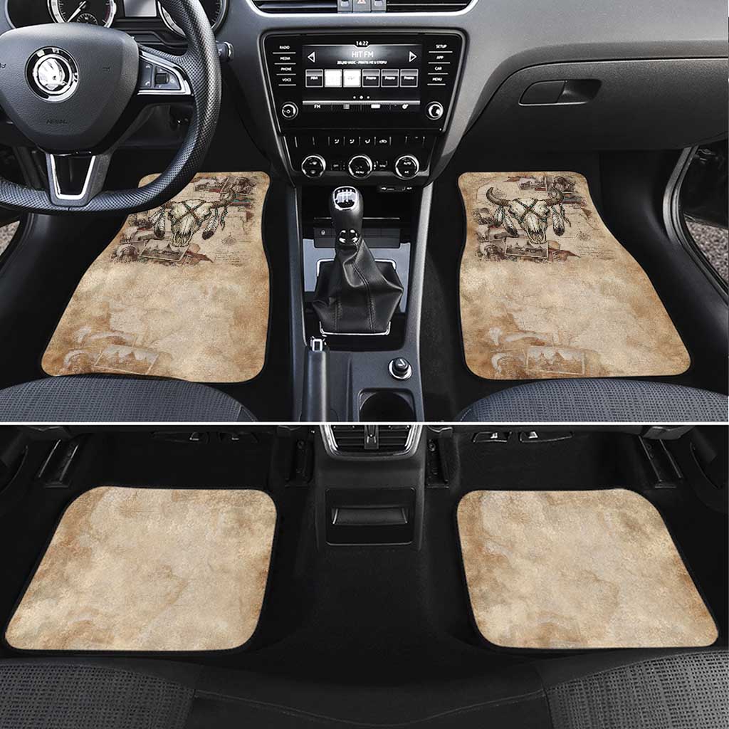 Buffalo Skull Car Mats Feathers Tribal Map and Historical Indigenous Native American Heritage Bison - Wonder Print Shop