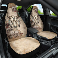 Buffalo Skull Car Seat Cover Feathers Tribal Map and Historical Indigenous Native American Heritage Bison - Wonder Print Shop