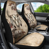 Buffalo Skull Car Seat Cover Feathers Tribal Map and Historical Indigenous Native American Heritage Bison - Wonder Print Shop
