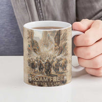 Buffalo Skull Ceramic Mug Feathers Tribal Map and Historical Indigenous Native American Heritage Bison - Wonder Print Shop