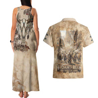 Buffalo Skull Couples Matching Tank Maxi Dress and Hawaiian Shirt Feathers Tribal Map and Historical Indigenous Native American Heritage Bison - Wonder Print Shop
