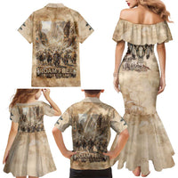 Buffalo Skull Family Matching Mermaid Dress and Hawaiian Shirt Feathers Tribal Map and Historical Indigenous Native American Heritage Bison - Wonder Print Shop