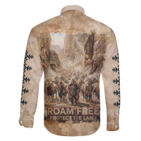 Buffalo Skull Family Matching Off The Shoulder Long Sleeve Dress and Hawaiian Shirt Feathers Tribal Map and Historical Indigenous Native American Heritage Bison - Wonder Print Shop