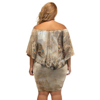 Buffalo Skull Family Matching Off Shoulder Short Dress and Hawaiian Shirt Feathers Tribal Map and Historical Indigenous Native American Heritage Bison - Wonder Print Shop