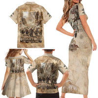 Buffalo Skull Family Matching Short Sleeve Bodycon Dress and Hawaiian Shirt Feathers Tribal Map and Historical Indigenous Native American Heritage Bison - Wonder Print Shop