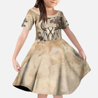 Buffalo Skull Family Matching Tank Maxi Dress and Hawaiian Shirt Feathers Tribal Map and Historical Indigenous Native American Heritage Bison - Wonder Print Shop