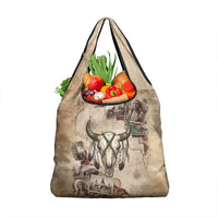 Buffalo Skull Grocery Bag Feathers Tribal Map and Historical Indigenous Native American Heritage Bison - Wonder Print Shop