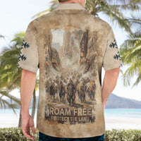 Buffalo Skull Hawaiian Shirt Feathers Tribal Map and Historical Indigenous Native American Heritage Bison - Wonder Print Shop