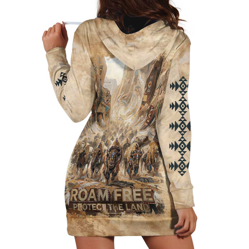 Buffalo Skull Hoodie Dress Feathers Tribal Map and Historical Indigenous Native American Heritage Bison - Wonder Print Shop