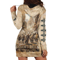 Buffalo Skull Hoodie Dress Feathers Tribal Map and Historical Indigenous Native American Heritage Bison - Wonder Print Shop