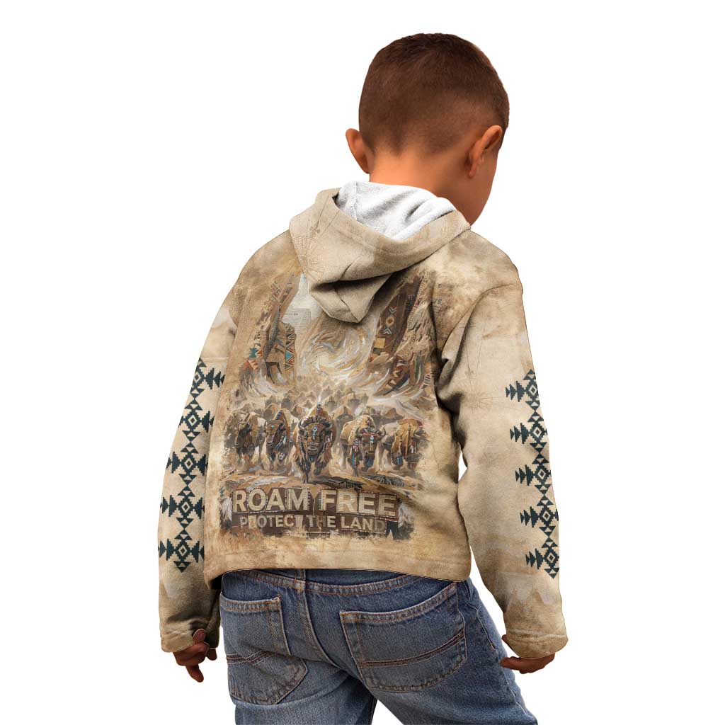 Buffalo Skull Kid Hoodie Feathers Tribal Map and Historical Indigenous Native American Heritage Bison - Wonder Print Shop