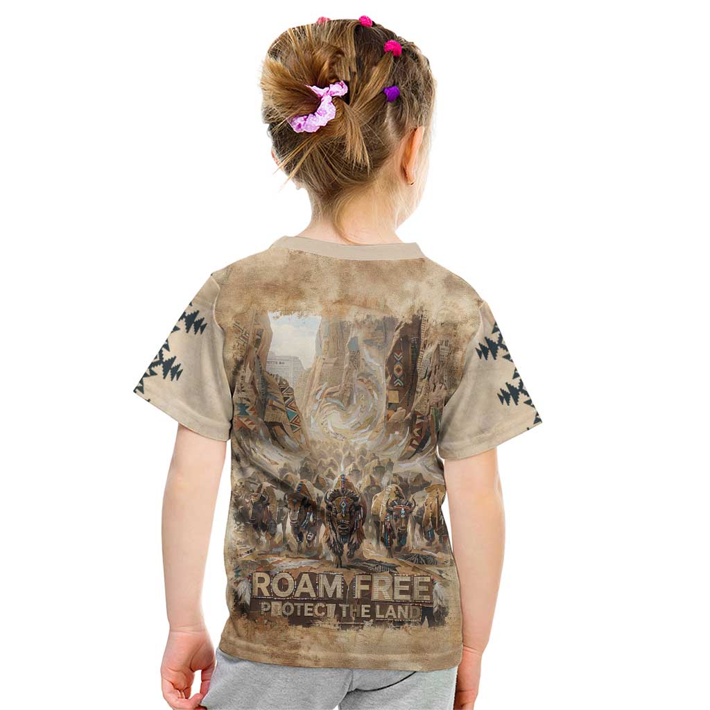 Buffalo Skull Kid T Shirt Feathers Tribal Map and Historical Indigenous Native American Heritage Bison - Wonder Print Shop