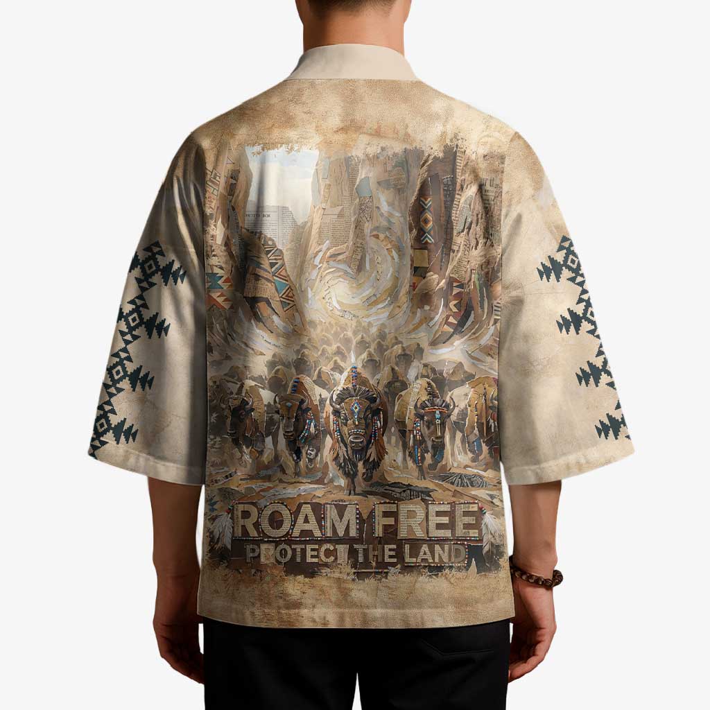 Buffalo Skull Kimono Feathers Tribal Map and Historical Indigenous Native American Heritage Bison - Wonder Print Shop