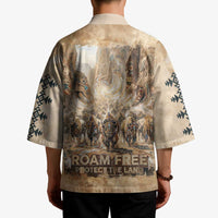 Buffalo Skull Kimono Feathers Tribal Map and Historical Indigenous Native American Heritage Bison - Wonder Print Shop