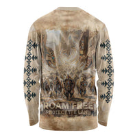Buffalo Skull Long Sleeve Shirt Feathers Tribal Map and Historical Indigenous Native American Heritage Bison - Wonder Print Shop