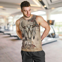Buffalo Skull Men Tank Top Feathers Tribal Map and Historical Indigenous Native American Heritage Bison - Wonder Print Shop