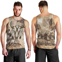 Buffalo Skull Men Tank Top Feathers Tribal Map and Historical Indigenous Native American Heritage Bison - Wonder Print Shop