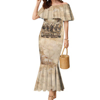 Buffalo Skull Mermaid Dress Feathers Tribal Map and Historical Indigenous Native American Heritage Bison - Wonder Print Shop