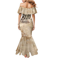 Buffalo Skull Mermaid Dress Feathers Tribal Map and Historical Indigenous Native American Heritage Bison - Wonder Print Shop