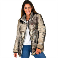 Buffalo Skull Padded Jacket Feathers Tribal Map and Historical Indigenous Native American Heritage Bison - Wonder Print Shop
