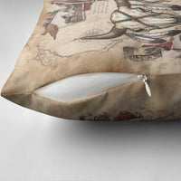 Buffalo Skull Pillow Cover Feathers Tribal Map and Historical Indigenous Native American Heritage Bison - Wonder Print Shop