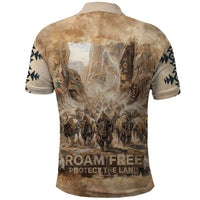 Buffalo Skull Polo Shirt Feathers Tribal Map and Historical Indigenous Native American Heritage Bison - Wonder Print Shop