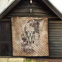 Buffalo Skull Quilt Feathers Tribal Map and Historical Indigenous Native American Heritage Bison - Wonder Print Shop