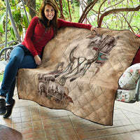 Buffalo Skull Quilt Feathers Tribal Map and Historical Indigenous Native American Heritage Bison - Wonder Print Shop