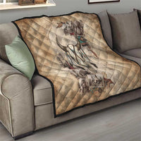Buffalo Skull Quilt Feathers Tribal Map and Historical Indigenous Native American Heritage Bison - Wonder Print Shop