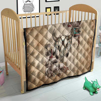 Buffalo Skull Quilt Feathers Tribal Map and Historical Indigenous Native American Heritage Bison - Wonder Print Shop